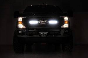 Ford F-250 Super Duty LED Light Kit - Grille Mount - Rough Country - Slimline - Black - '20-'22